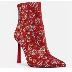 Steve Madden Women's Robyn Rhinestone Booties Red Size 7.5M